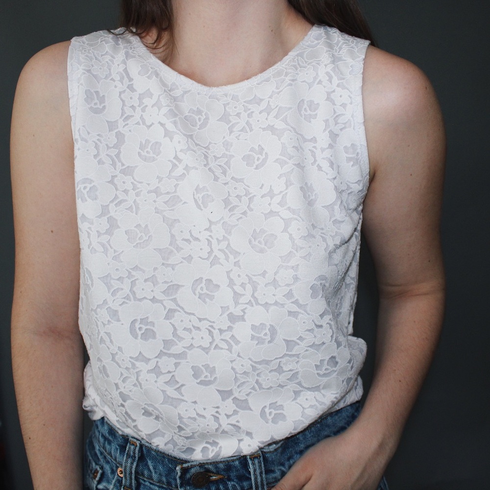 Topshop White Lace Tank